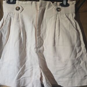 Women's Cream High-Waisted Shorts